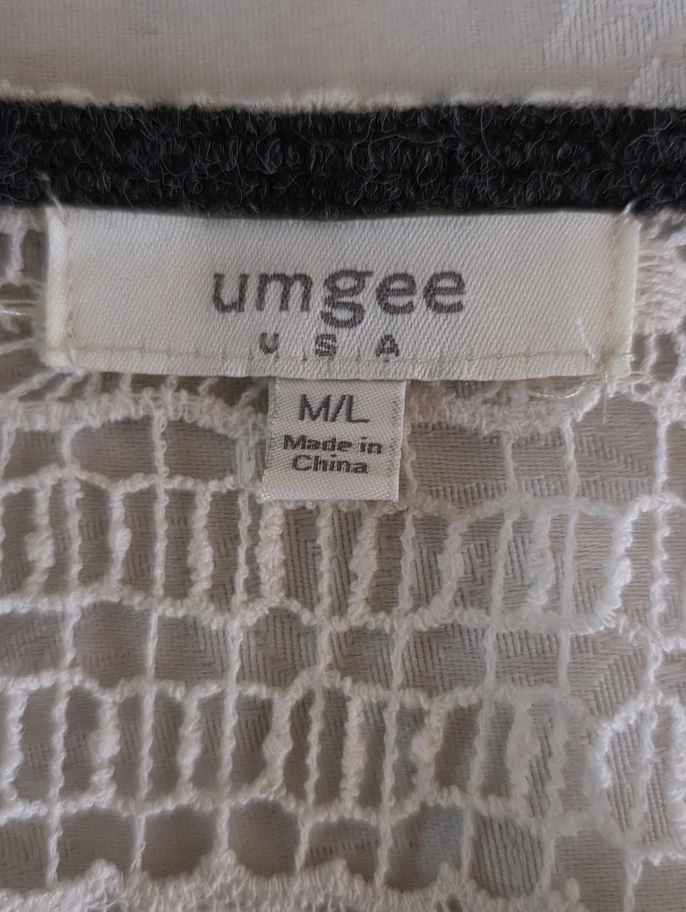 Umgee Gray Open Cardigan Lace Back Lightweight Knit Layer M/L Boho Casual
